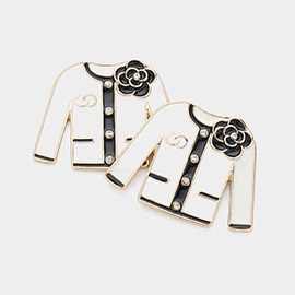 Enamel Women Jacket with Corsage Earrings