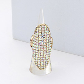 Rhinestone Paved Long Oval Stretch Ring