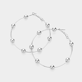 Metal Ball Station Hoop Earrings