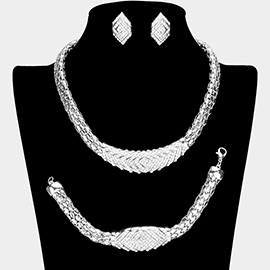 Rhinestone Paved Chunky Chain Jewelry Set