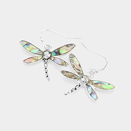 Abalone Dragonfly Dangle Earrings