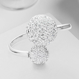 Rhinestone Embellished Double Ball Hinged Evening Bracelet