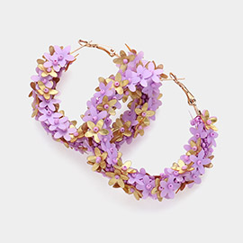 Sequin Flower Hoop Earrings