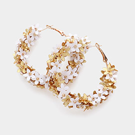 Sequin Flower Hoop Earrings