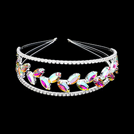 Marquise Stone Accented Rhinestone Paved Headband