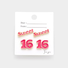 2PAIRS - Enamel Sweet 16 Stud Earrings