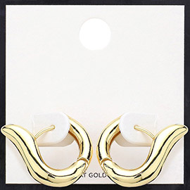 SECRET BOX_14K Gold Dipped Hypoallergenic Abstract Huggie Hoop Earrings