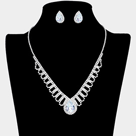 CZ Teardrop Stone Pointed Rhinestone Paved Necklace