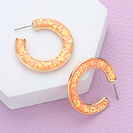 Glitter Inlay Resin Hoop Earrings