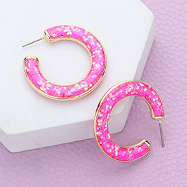 Glitter Inlay Resin Hoop Earrings