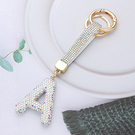 Bling Studded Monogram Initial A Keychain