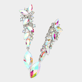 Marquise Crystal Drop Clip On Earrings