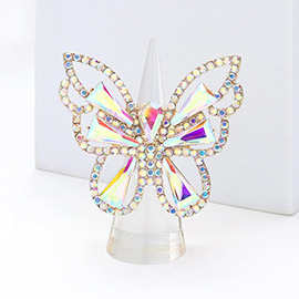 Rhinestone Paved Butterfly Stretch Ring