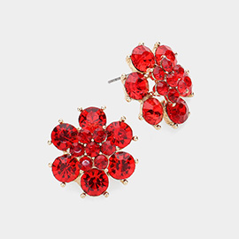 Crystal Round Floral Evening Stud Earrings