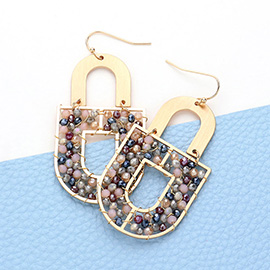 Faceted Beaded Geometric Dangle Earrings