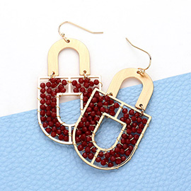 Faceted Beaded Geometric Dangle Earrings