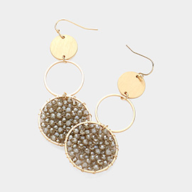 Faceted Beaded Abstract Disc Link Dangle Earrings