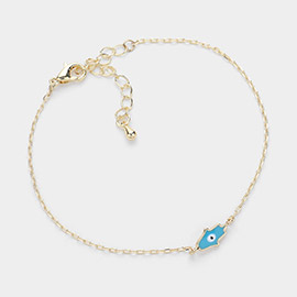 Enamel Evil Eye Hamsa Hand Pointed Bracelet