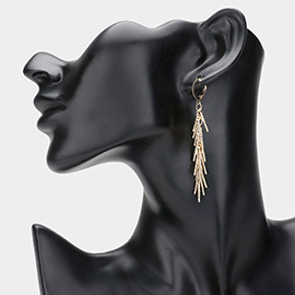 Textured Metal Fringe Dropdown Dangle Earrings