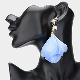 Oversized Pearl Pointed Flower Petal Earrings