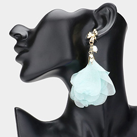 Oversized Pearl Pointed Flower Petal Earrings