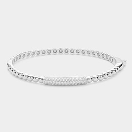 CZ Stone Paved Bar Pointed Bangle Bracelet