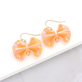 Metallic Resin Bow Dangle Earrings