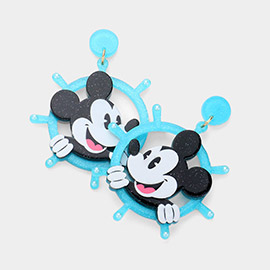 Resin Steamboat Willie Character Helm Dangle Earrings