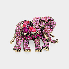 Stone Embellished Elephant Pin Brooch