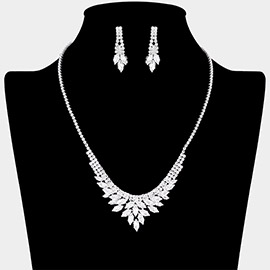 Marquise CZ Stone Embellished Rhinestone Paved Necklace