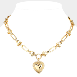 Hardware Metal Chain Heart Pendant Necklace