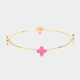 Enamel Quatrefoil Pointed Bangle Bracelet