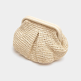 Raffia Dumpling Pouch Bag