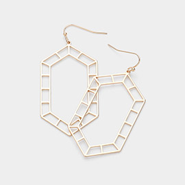 Geometric Hexagon Cutout Dangle Earrings