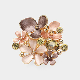 Colored Metal Flower Magnetic Brooch