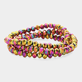 3PCS - Faceted Beaded Stretch Multi Layered Bracelets