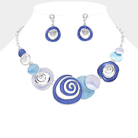 Colored Metal Spiral Bib Necklace