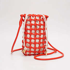 Faux Leather Mini Woven Crossbody Bag