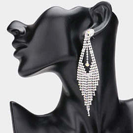 Rhinestone Paved Fringe Evening Earrings