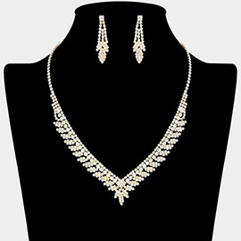 Rhinestone Paved V Shaped Necklace