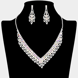 Rhinestone Paved V Shaped Collar Necklace