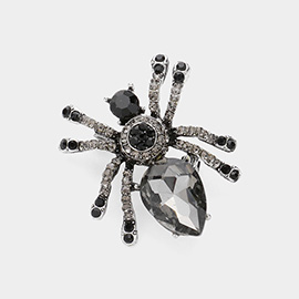 Stone Embellished Spider Pin Brooch