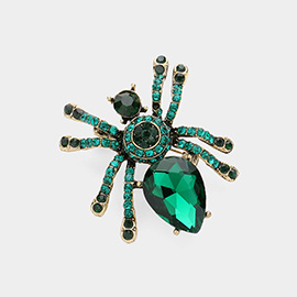 Stone Embellished Spider Pin Brooch