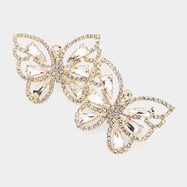 Teardrop Stone Embellished Butterfly Evening Earrings