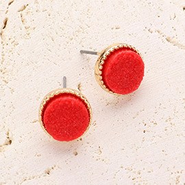 Round Druzy Stud Earrings