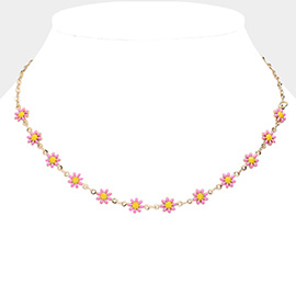 Enamel Flower Station Necklace