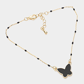 Enamel Butterfly Pendant Pointed Bracelet