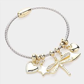 Heart Dragonfly Charm Magnetic Bracelet