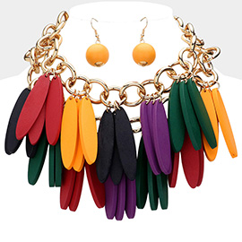 Wood Fringe Statement Necklace