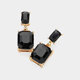 Emerald Cut CZ Stone Dangle Evening Earrings